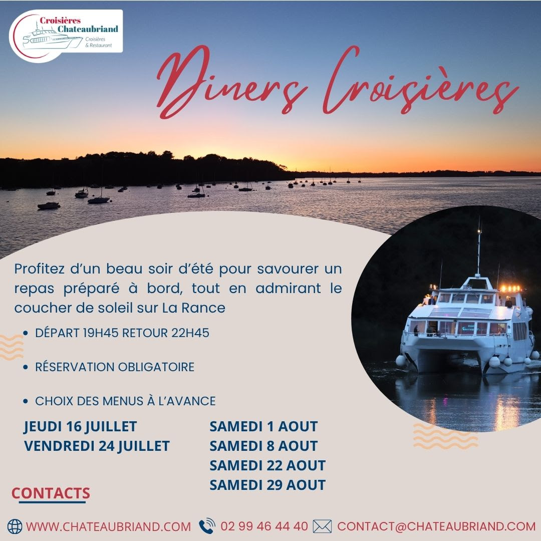 Dîner-croisière sur la Rance avec les Croisières Chateaubriand