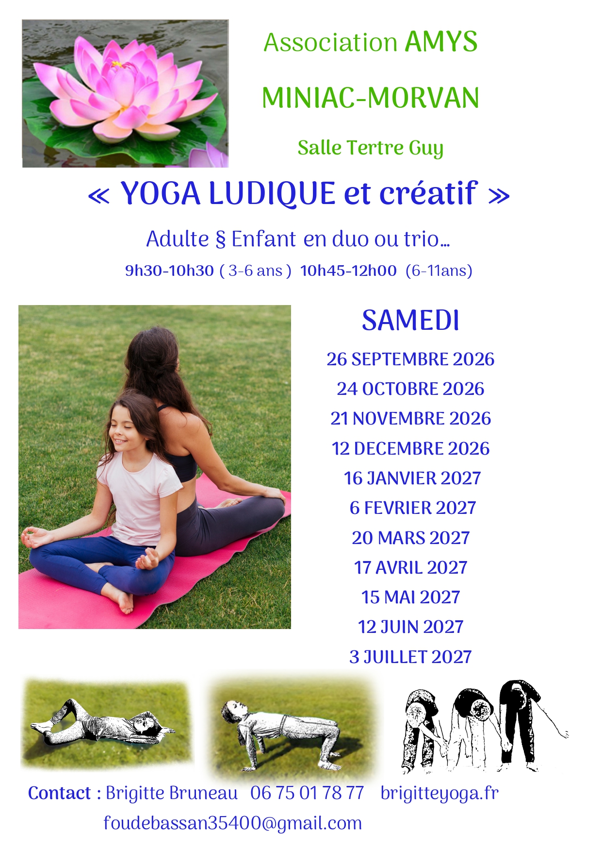Atelier de yoga ludique et créatif adultes enfants à Miniac-Morvan